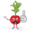 radish with mustache giving thumbs up