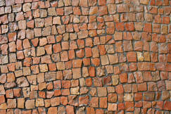 red brick sidewall using old repurposed bricks